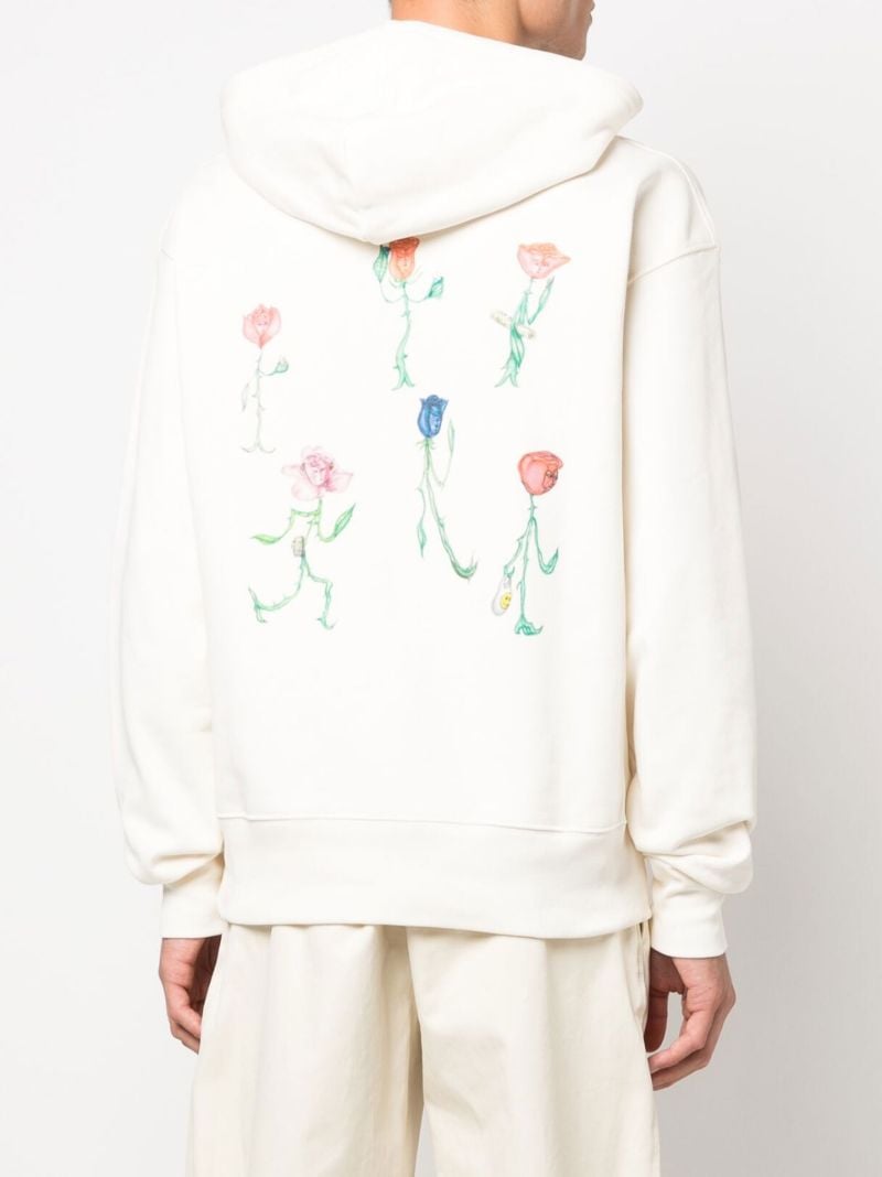Neutral Flowers Cotton Hoodie