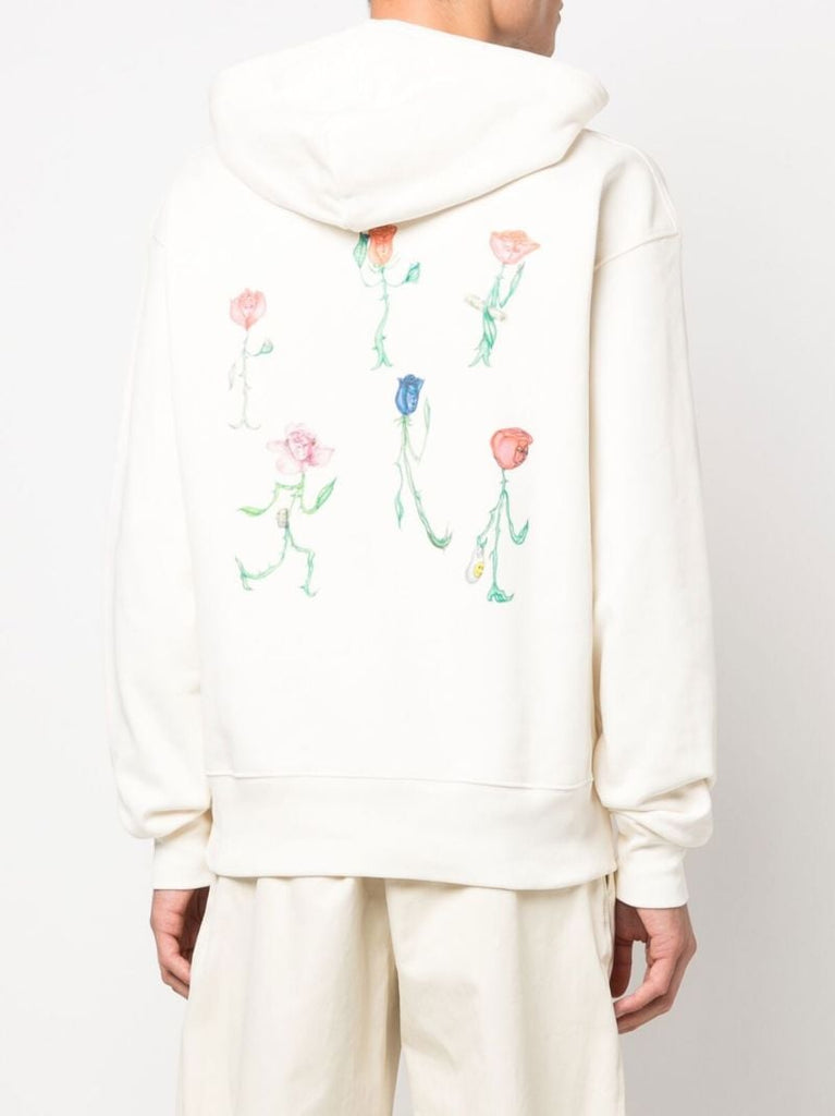 Neutral Flowers Cotton Hoodie