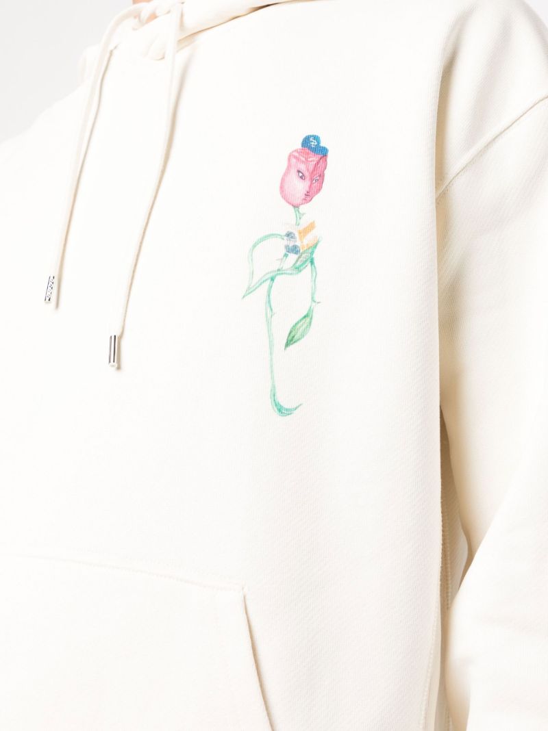 Neutral Flowers Cotton Hoodie