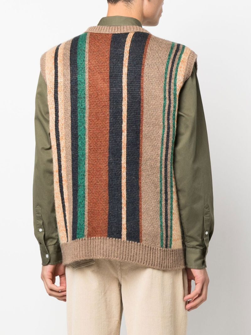 Neutral Larry Striped Knit Vest