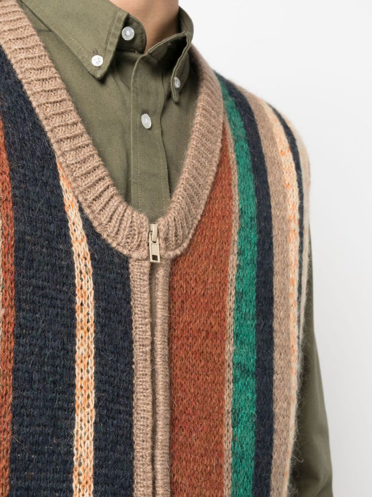 Neutral Larry Striped Knit Vest