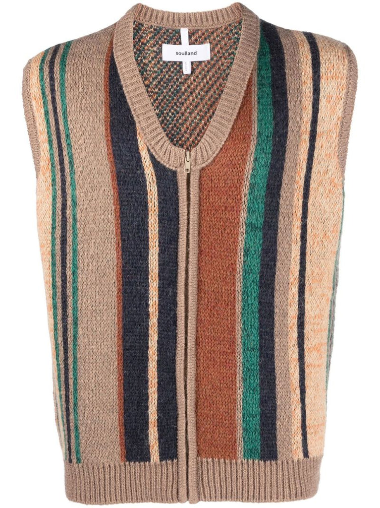 Neutral Larry Striped Knit Vest