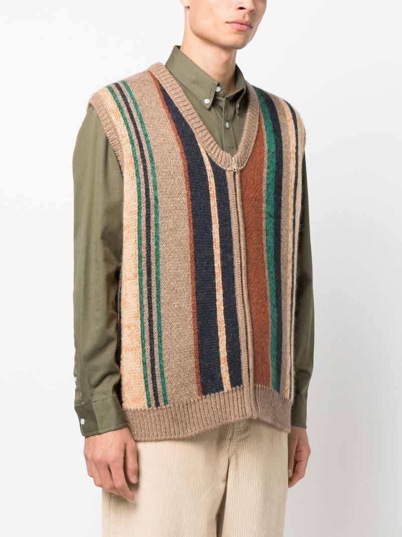 Neutral Larry Striped Knit Vest