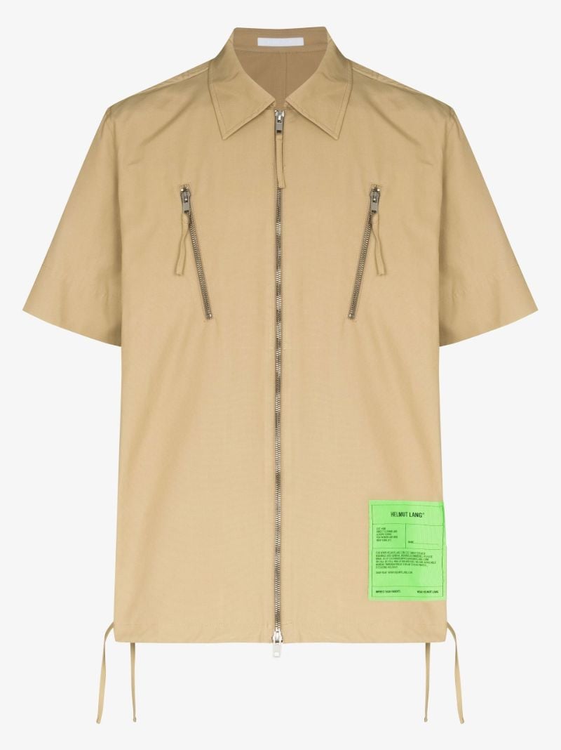 Neutral Zip-up Short Sleeve Shirt