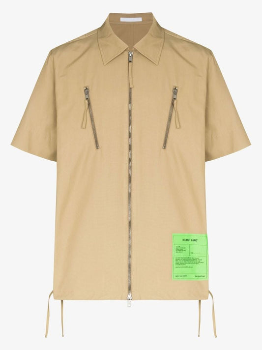 Neutral Zip-up Short Sleeve Shirt