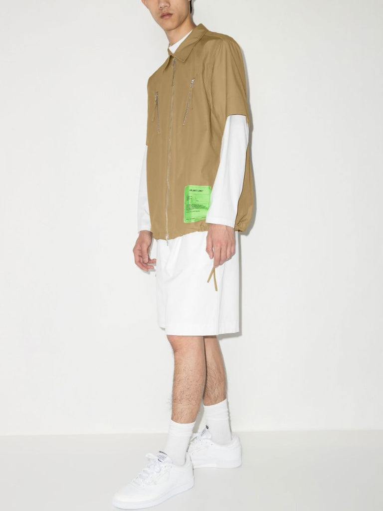 Neutral Zip-up Short Sleeve Shirt