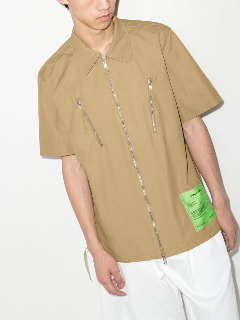 Neutral Zip-up Short Sleeve Shirt