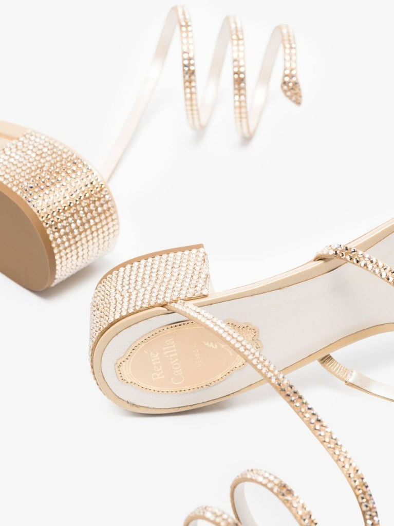 Neutral Cleo 40 Crystal Embellished Satin Sandals