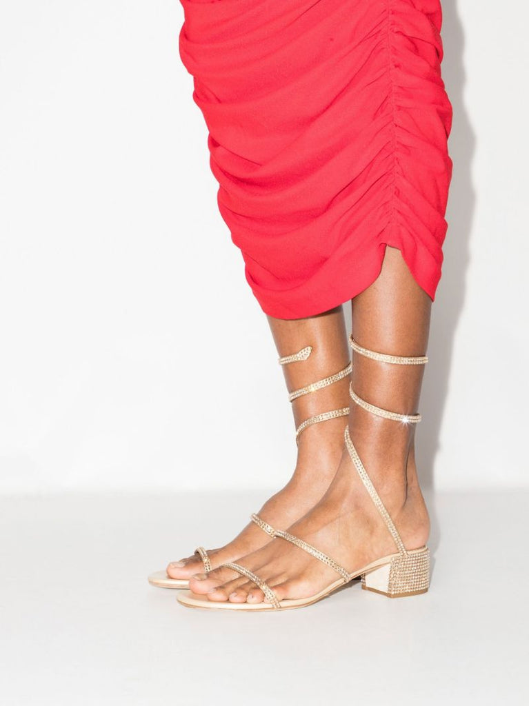 Neutral Cleo 40 Crystal Embellished Satin Sandals