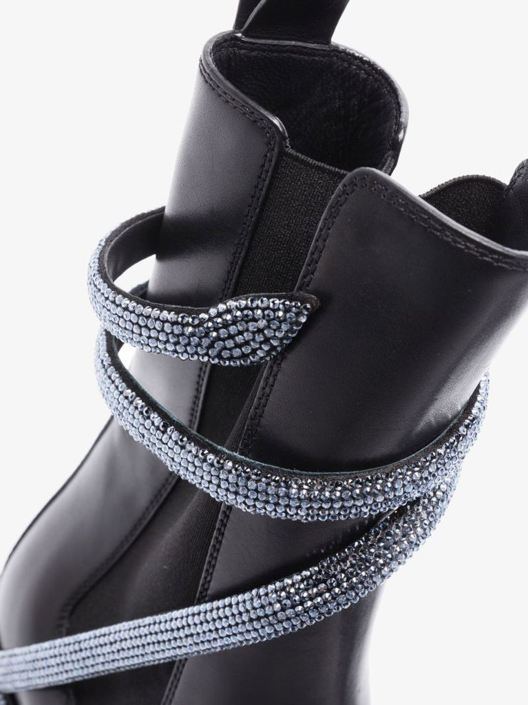 Black Cleo 30 Crystal Leather Chelsea Boots