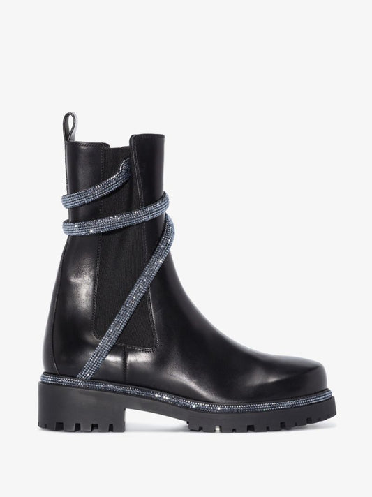 Black Cleo 30 Crystal Leather Chelsea Boots