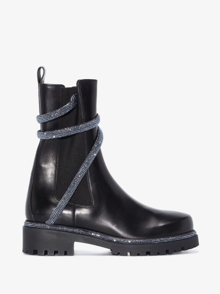 Black Cleo 30 Crystal Leather Chelsea Boots