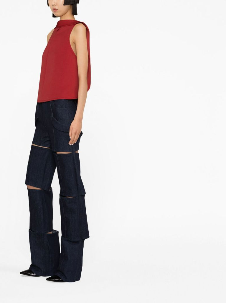 Red Logo Detail Sleeveless Top