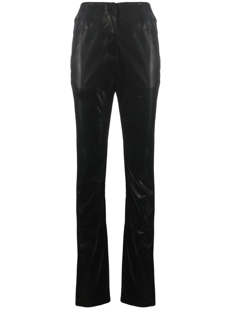 Black High Waist Front Slit Trousers