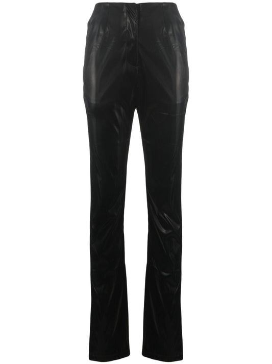 Black High Waist Front Slit Trousers
