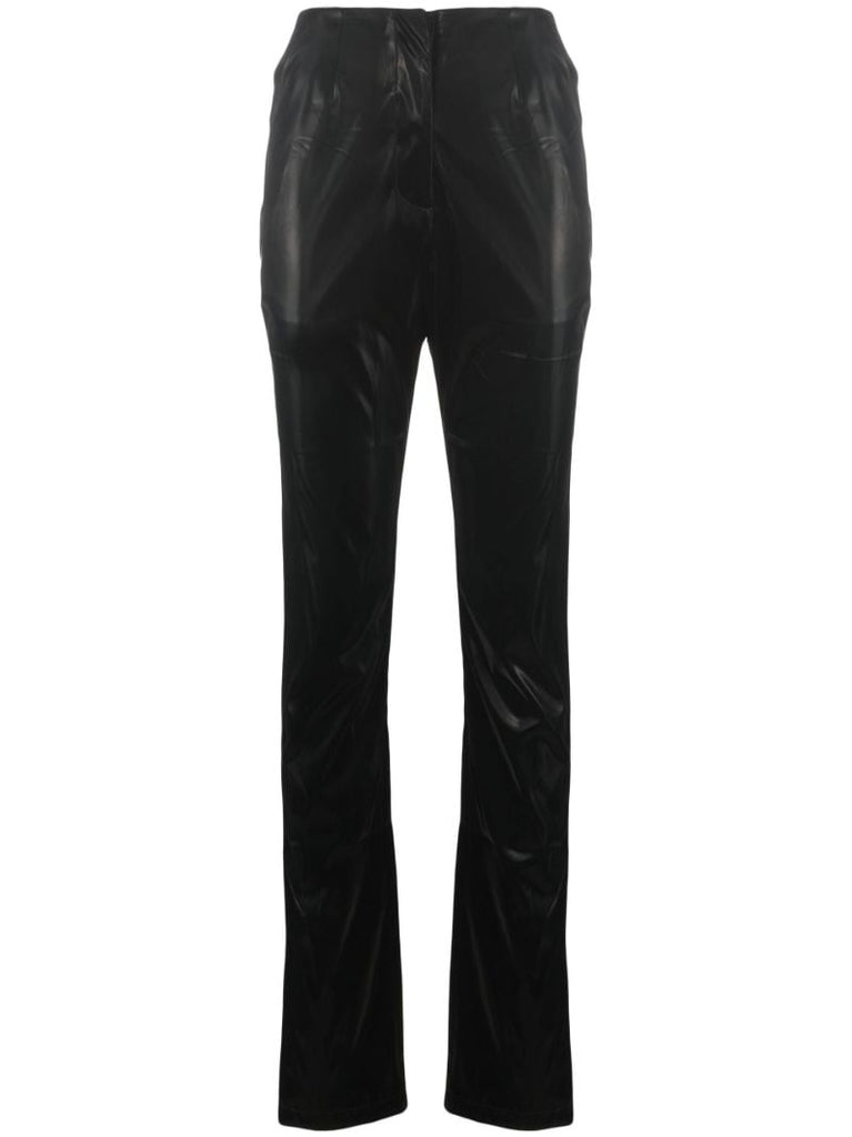 Black High Waist Front Slit Trousers