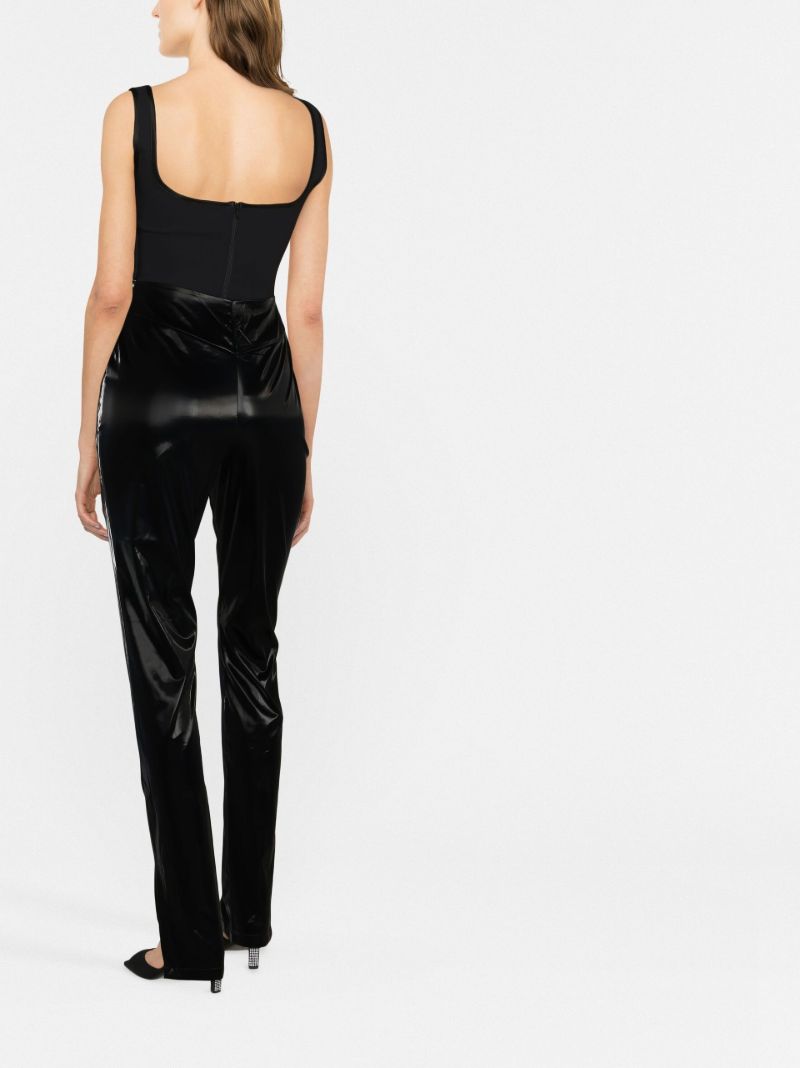 Black High Waist Front Slit Trousers