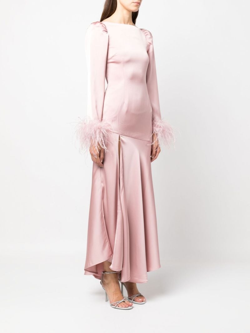 Pink Tupelo Feather Trim Midi Dress