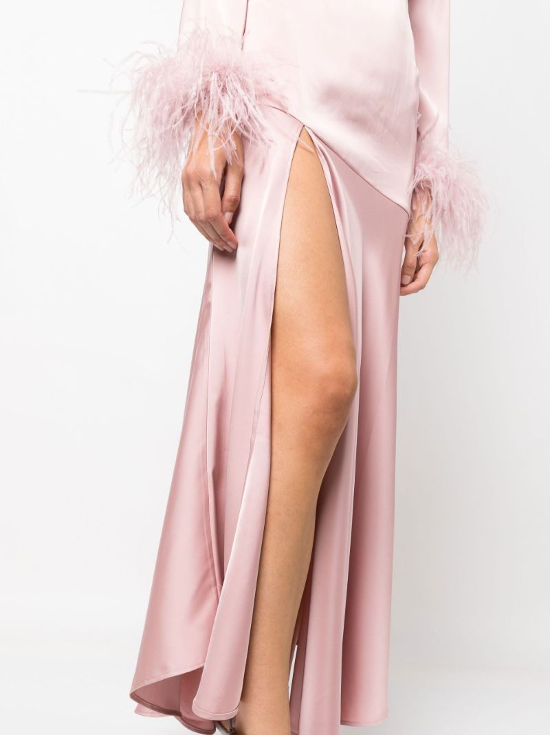 Pink Tupelo Feather Trim Midi Dress
