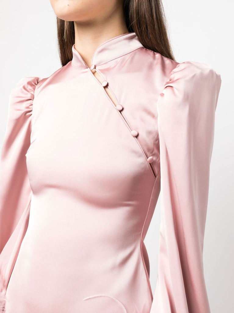 Pink Limousine Feather Trim Mini Dress