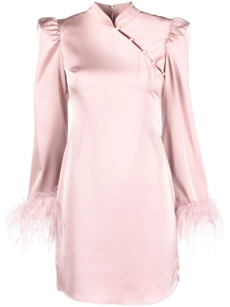 Pink Limousine Feather Trim Mini Dress