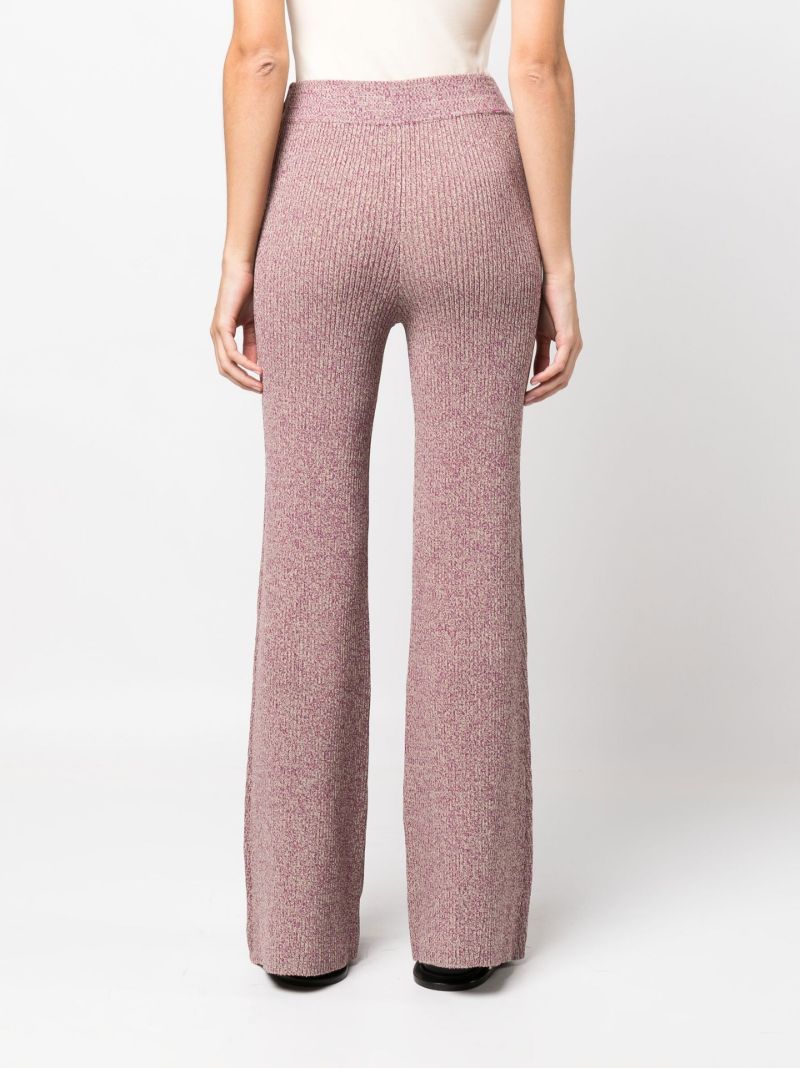 Purple Ribbed MÃ_x0083_Â©lange Flared Trousers