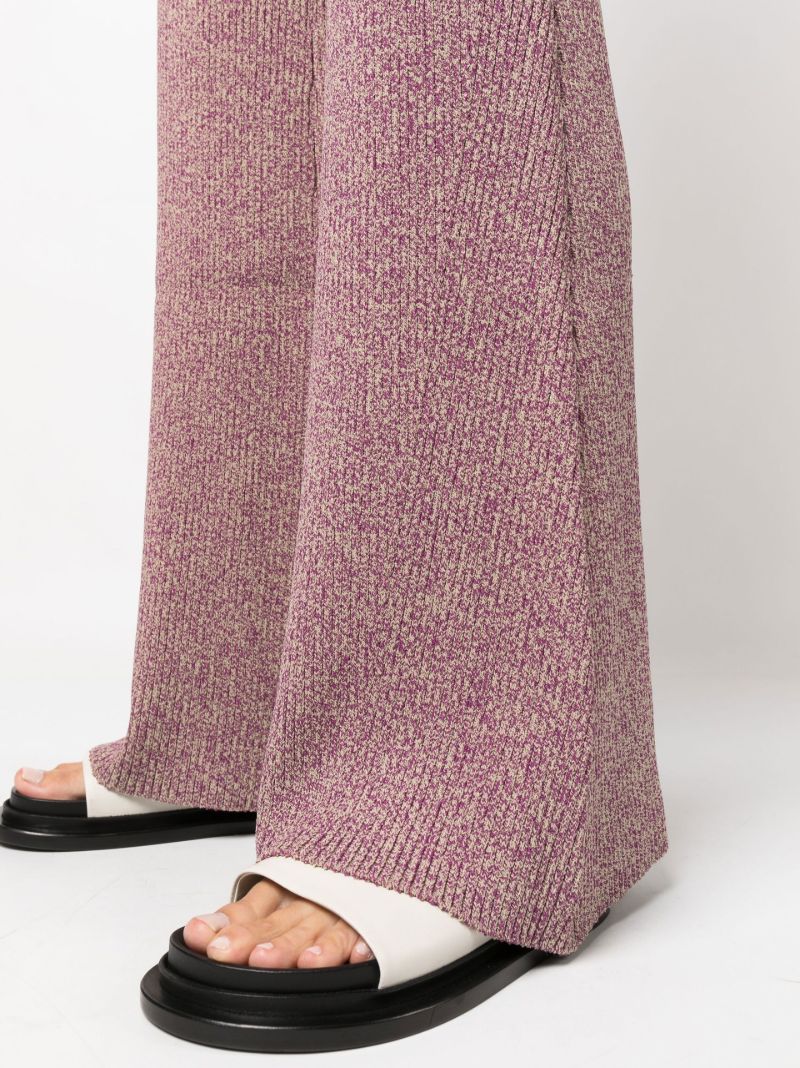 Purple Ribbed MÃ_x0083_Â©lange Flared Trousers