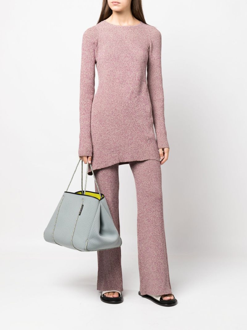 Purple Ribbed MÃ_x0083_Â©lange Flared Trousers