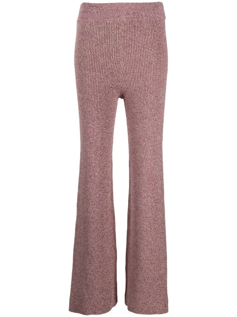 Purple Ribbed MÃ_x0083_Â©lange Flared Trousers