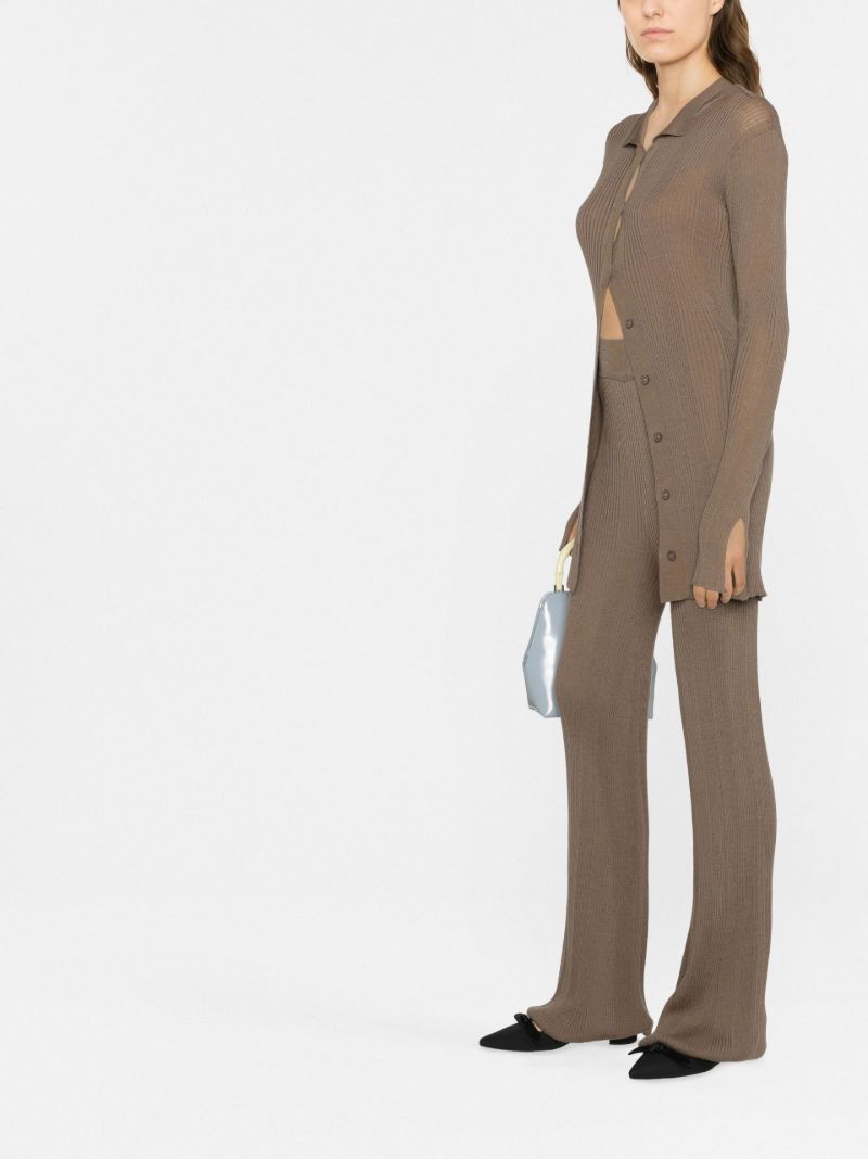 Brown Soleima Merino Wool Straight Leg Trousers