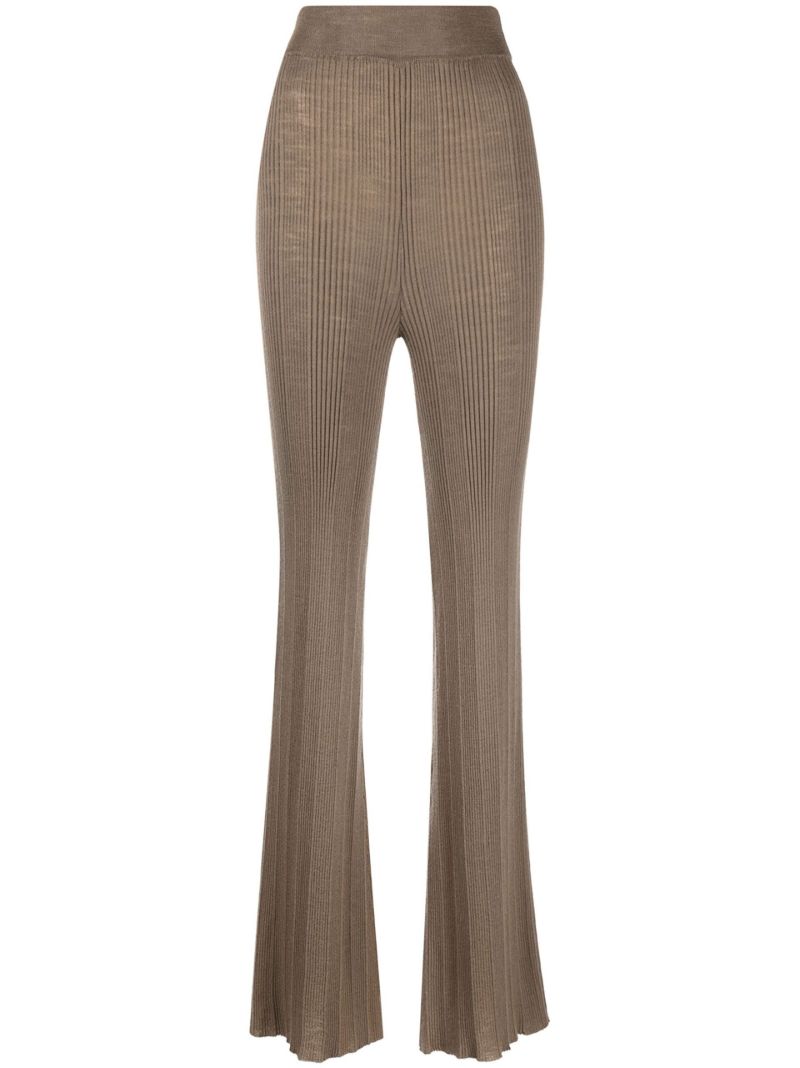 Brown Soleima Merino Wool Straight Leg Trousers