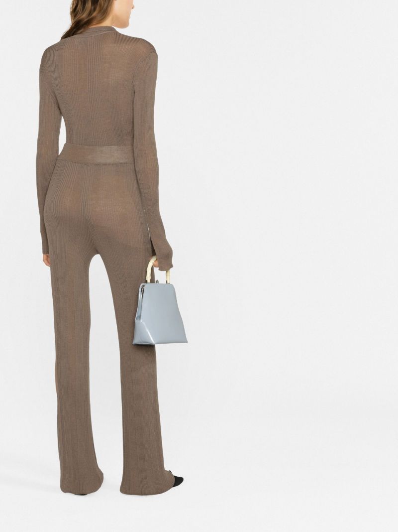 Brown Soleima Merino Wool Straight Leg Trousers