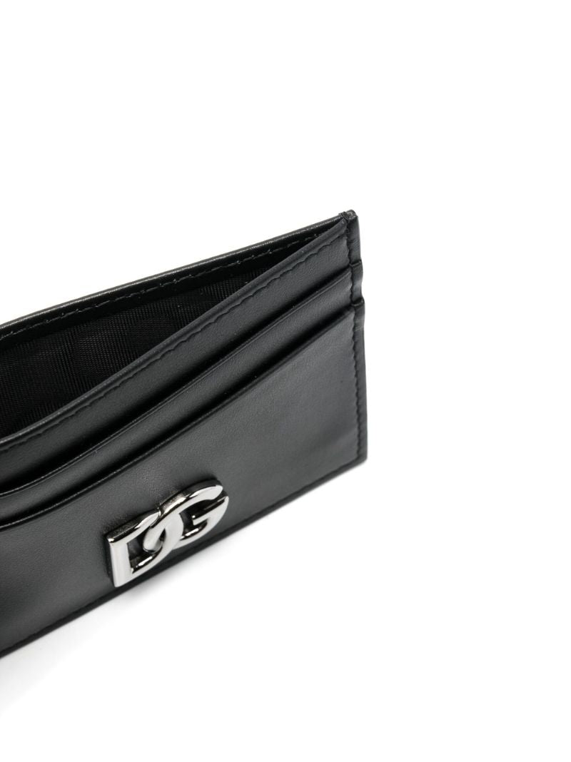 Black Logo Plaque Leather Cardholder