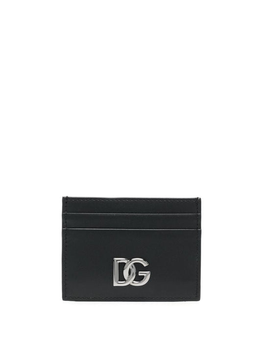 Black Logo Plaque Leather Cardholder