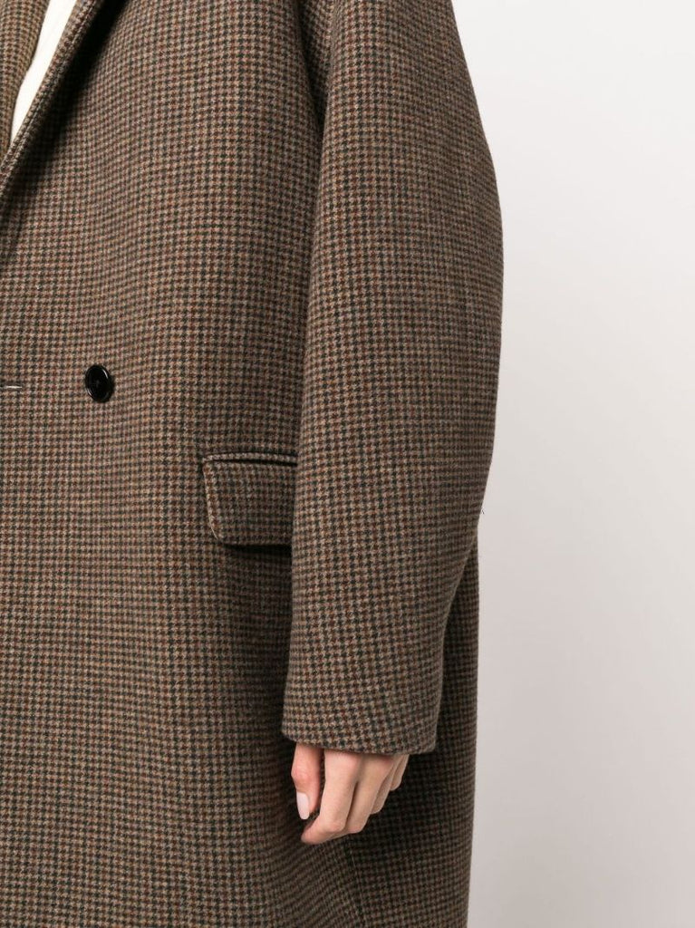 Brown Efegozi Houndstooth Virgin Wool Coat