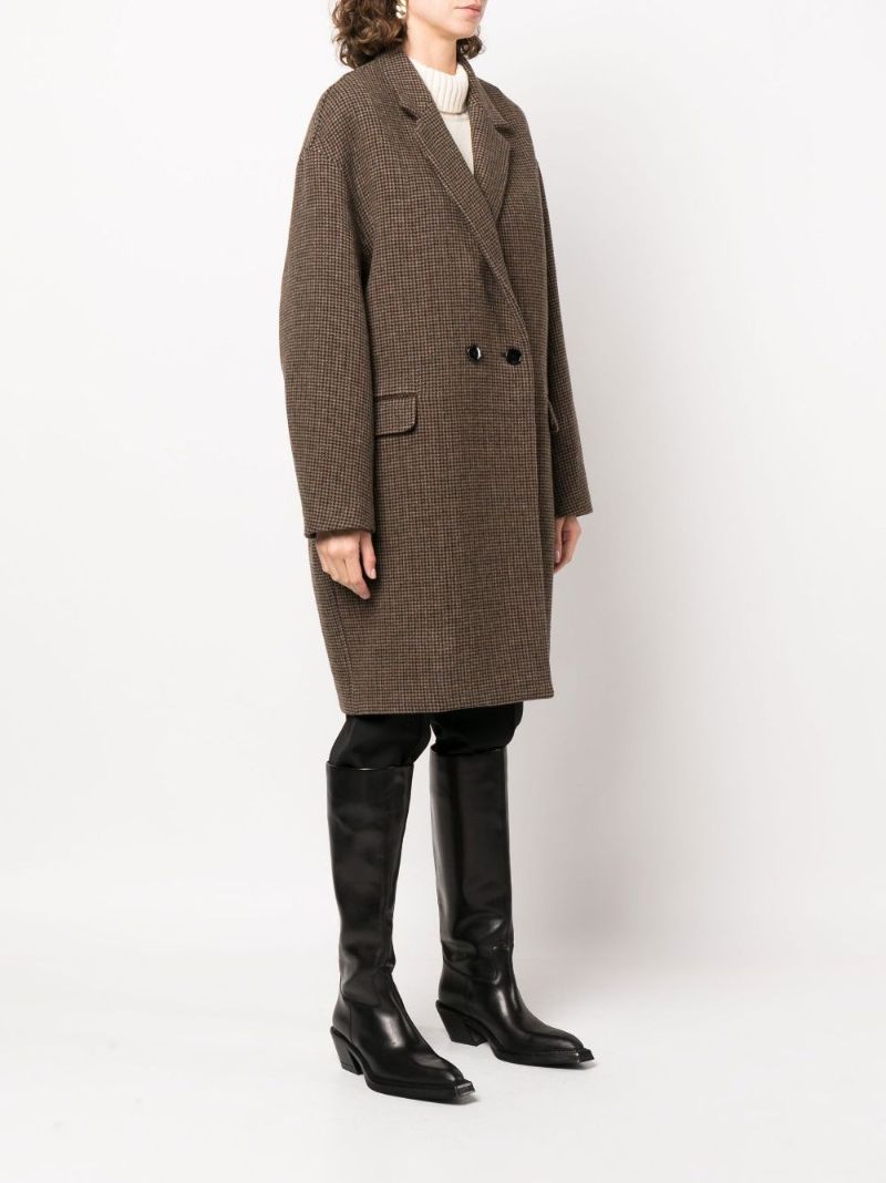 Brown Efegozi Houndstooth Virgin Wool Coat