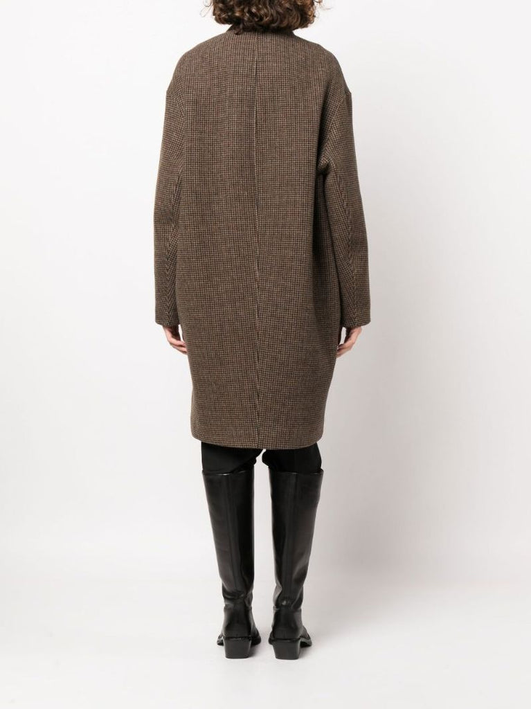 Brown Efegozi Houndstooth Virgin Wool Coat