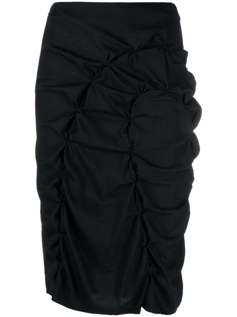 Black Ruched Silk Skirt