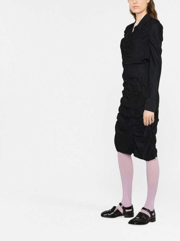 Black Ruched Silk Skirt