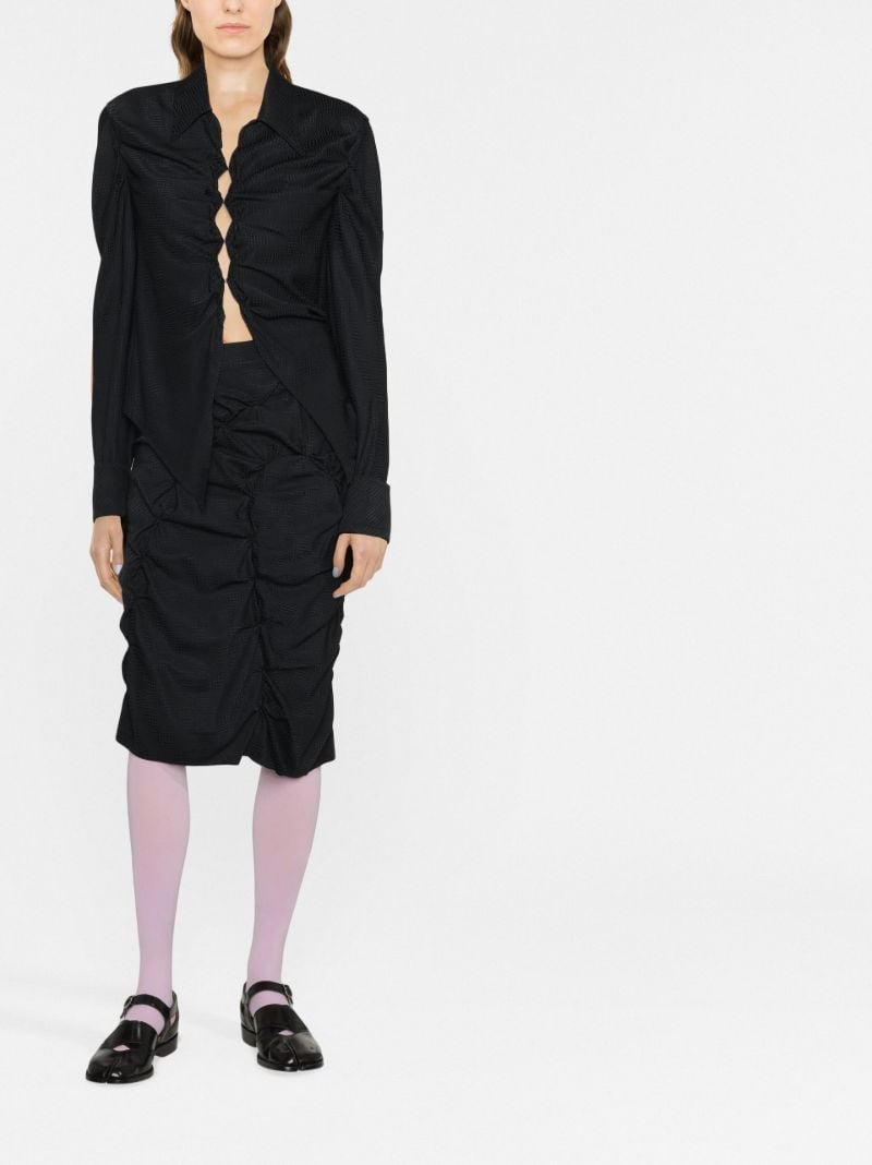 Black Ruched Silk Skirt