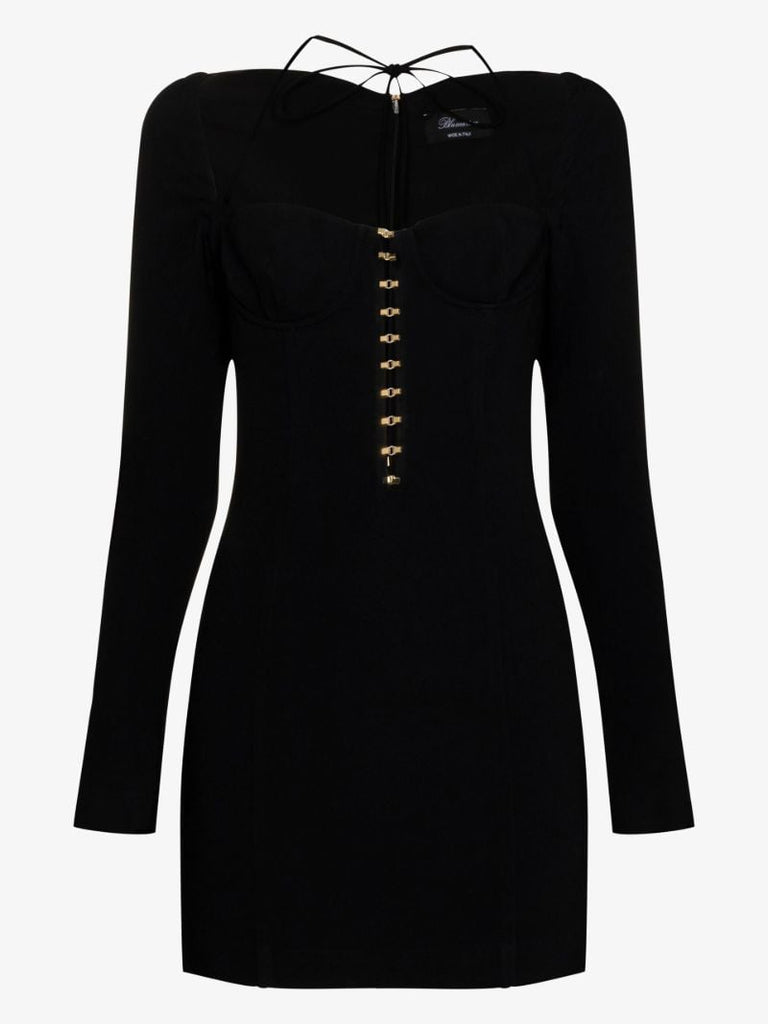 Black Halterneck Long Sleeve Dress