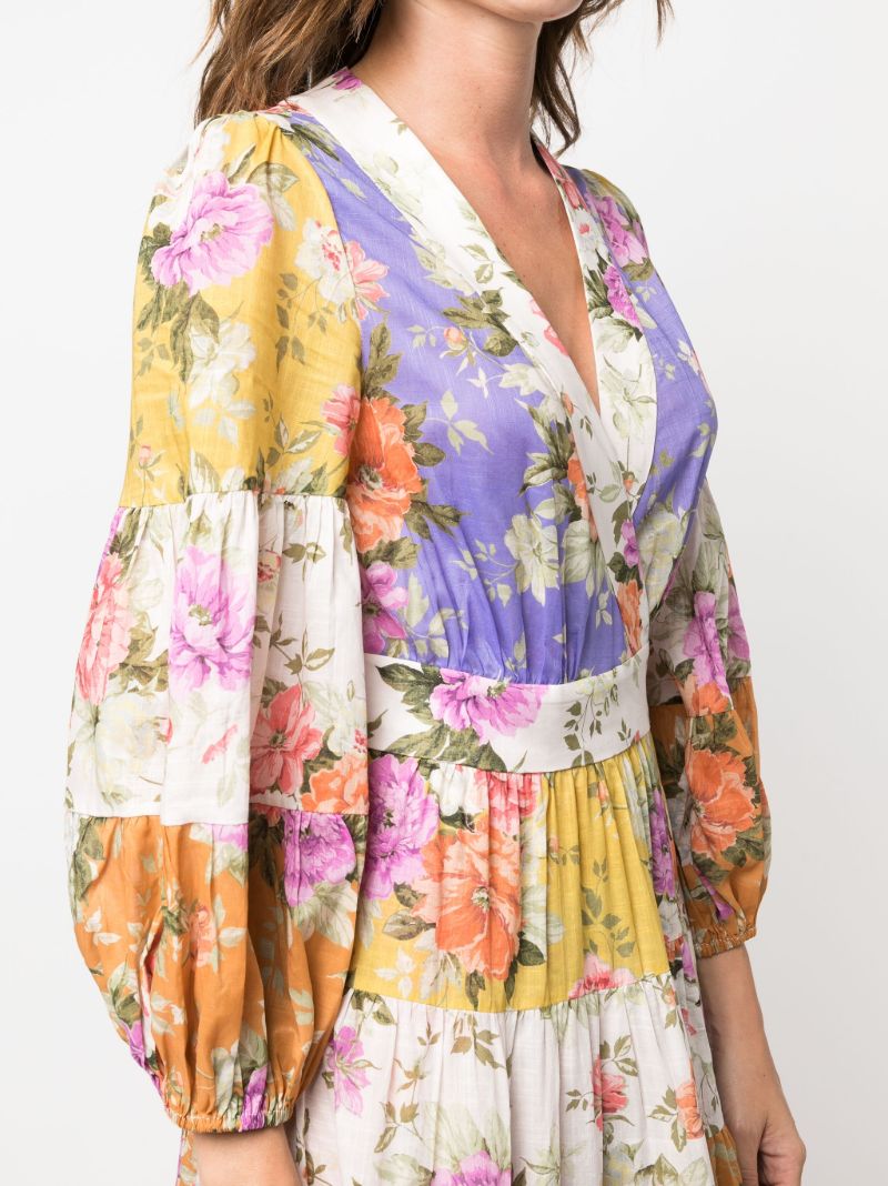 Purple Pattie Floral Print Cotton Midi Dress