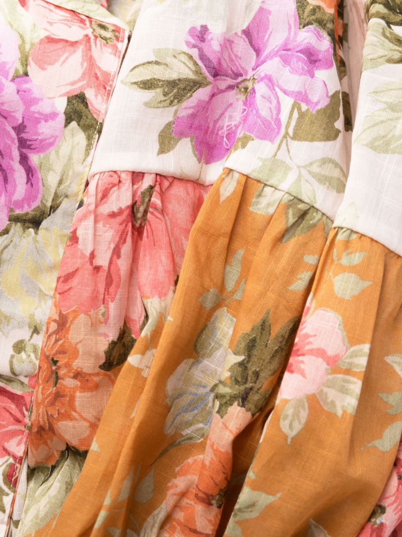 Purple Pattie Floral Print Cotton Midi Dress