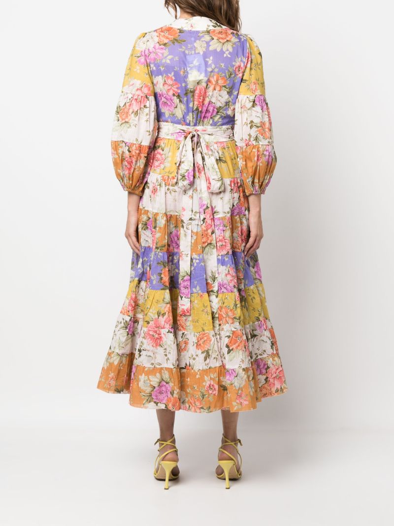 Purple Pattie Floral Print Cotton Midi Dress