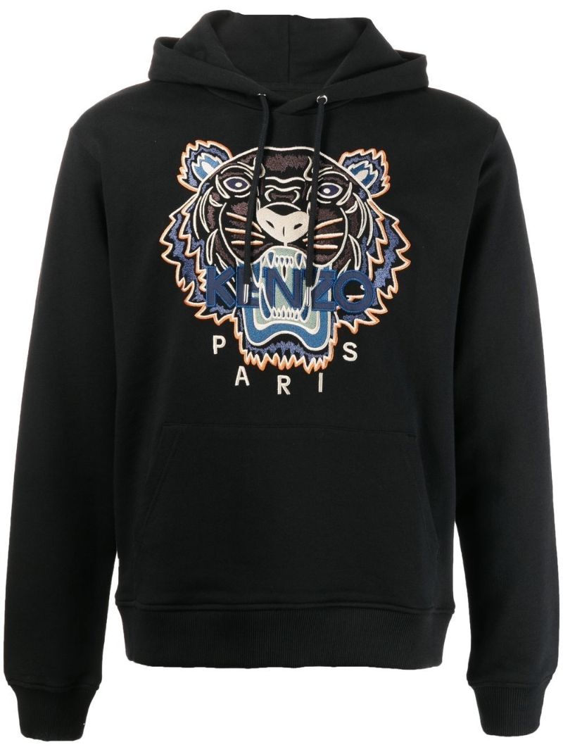 Black Tiger Head Embroidered Sweatshirt