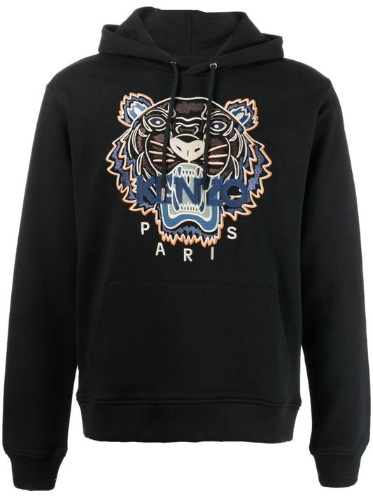Black Tiger Head Embroidered Sweatshirt