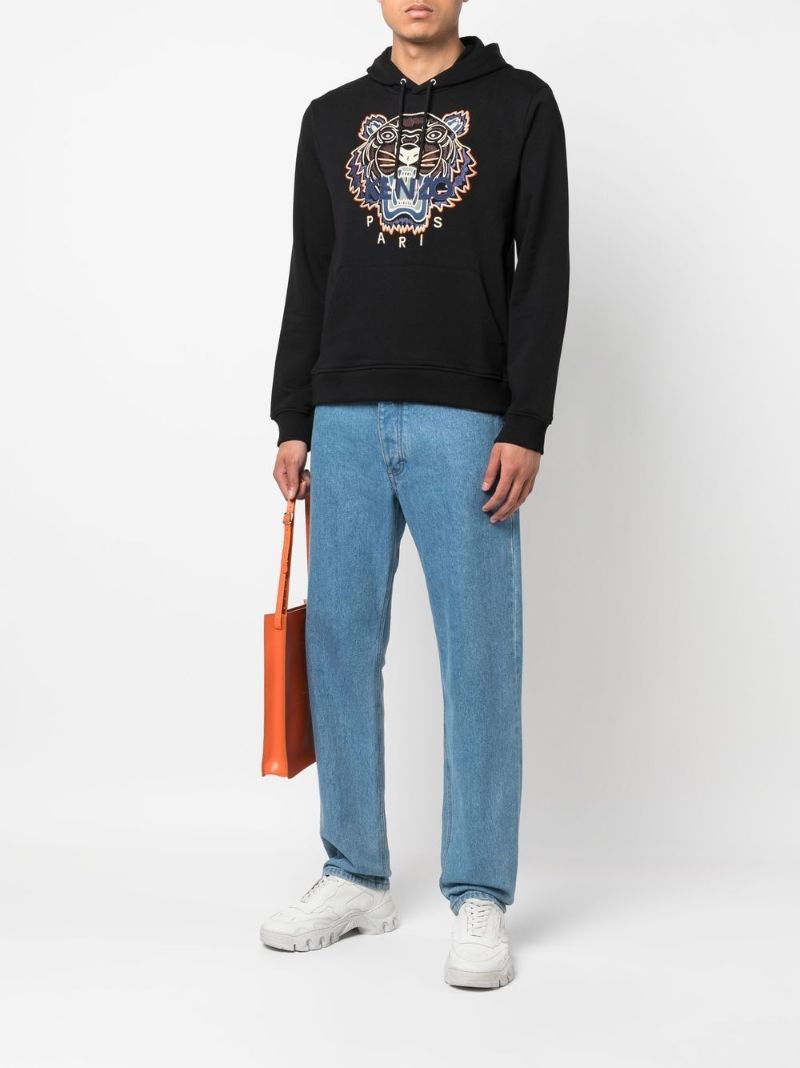 Black Tiger Head Embroidered Sweatshirt