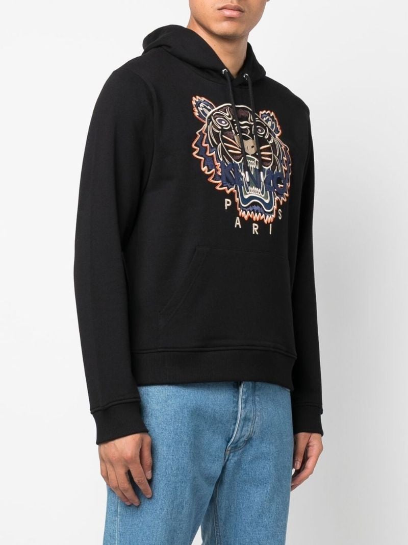 Black Tiger Head Embroidered Sweatshirt