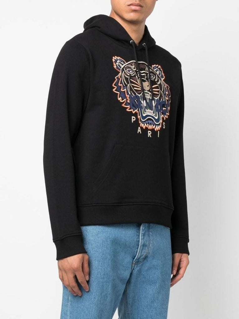 Black Tiger Head Embroidered Sweatshirt