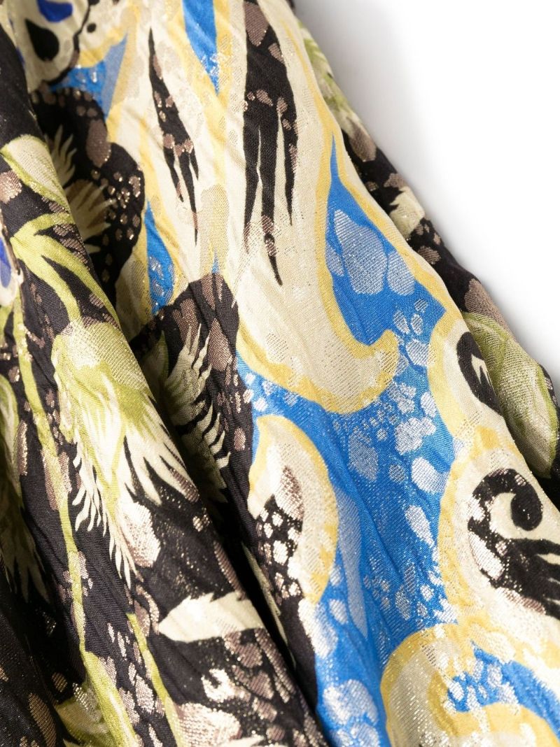 Black Fringed Floral Jacquard Cape